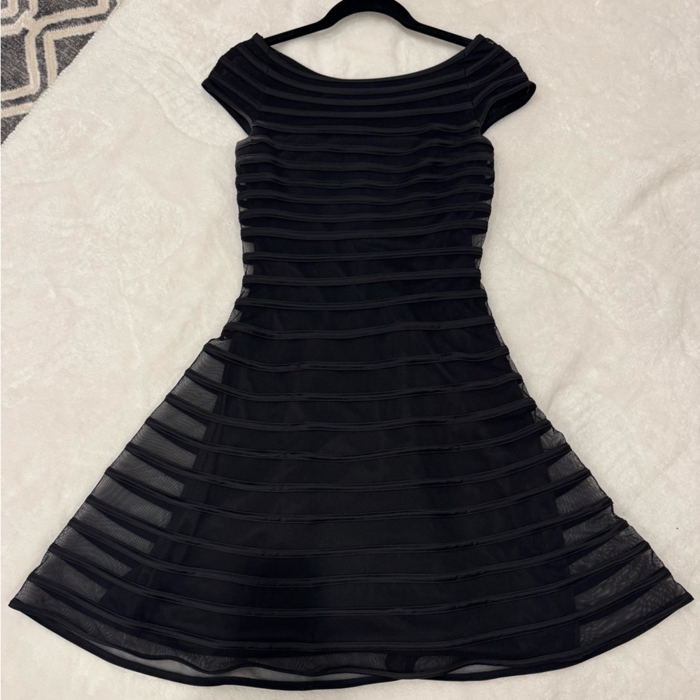 Aqua Elegant Black Boat Neck Dress - Picture 2 of 5